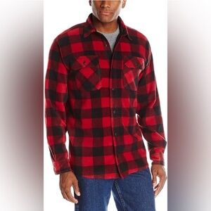 Wrangler Red and Black Buffalo Plaid Heavy Weight Fleece Shirt, Size XL buttons